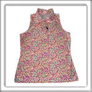 TZU TZU Women’s Sleeveless Racerback Golf Top Quarter Zip Pink Size Large